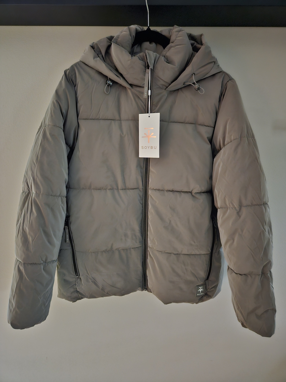 Soybu Women's Hooded Puffer Jacket in Taupe